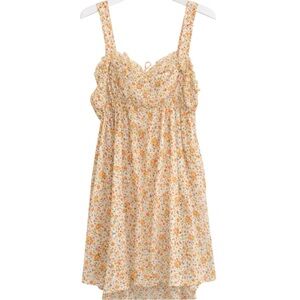 ONLY Floral Sundress XL Cottagecore Boho Smocked Mini Dress Cotton Rayon